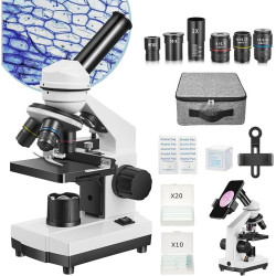 Microscopio estudiantil 40x-2000x con soporte para telefono