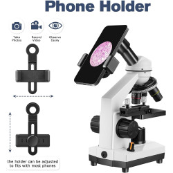 Microscopio estudiantil 40x-2000x con soporte para telefono
