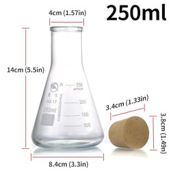 juego de frasco de vidrio de borosilicato graduado 8.5 fl oz5.1fl oz y 1.7fl oz