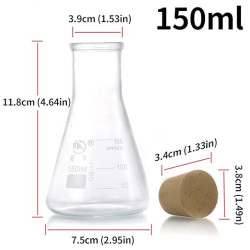 juego de frasco de vidrio de borosilicato graduado 8.5 fl oz5.1fl oz y 1.7fl oz