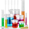 kit de laboratorio  de vasos y cilindros medidores de plastico