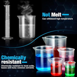 kit de laboratorio  de vasos y cilindros medidores de plastico