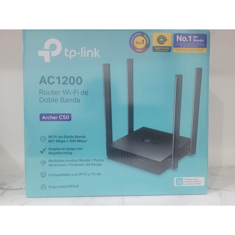 Router inalambrico de doble banda ac 1200 4 antenasexternas de doble banda marca TP-LINK