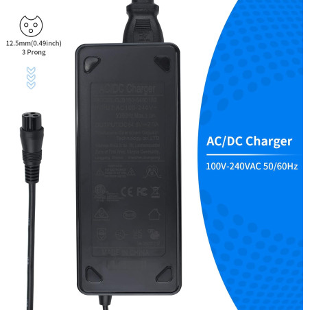 cargador para scooter  de 54.6V  2A con PUNTAS ADAPTADORAS